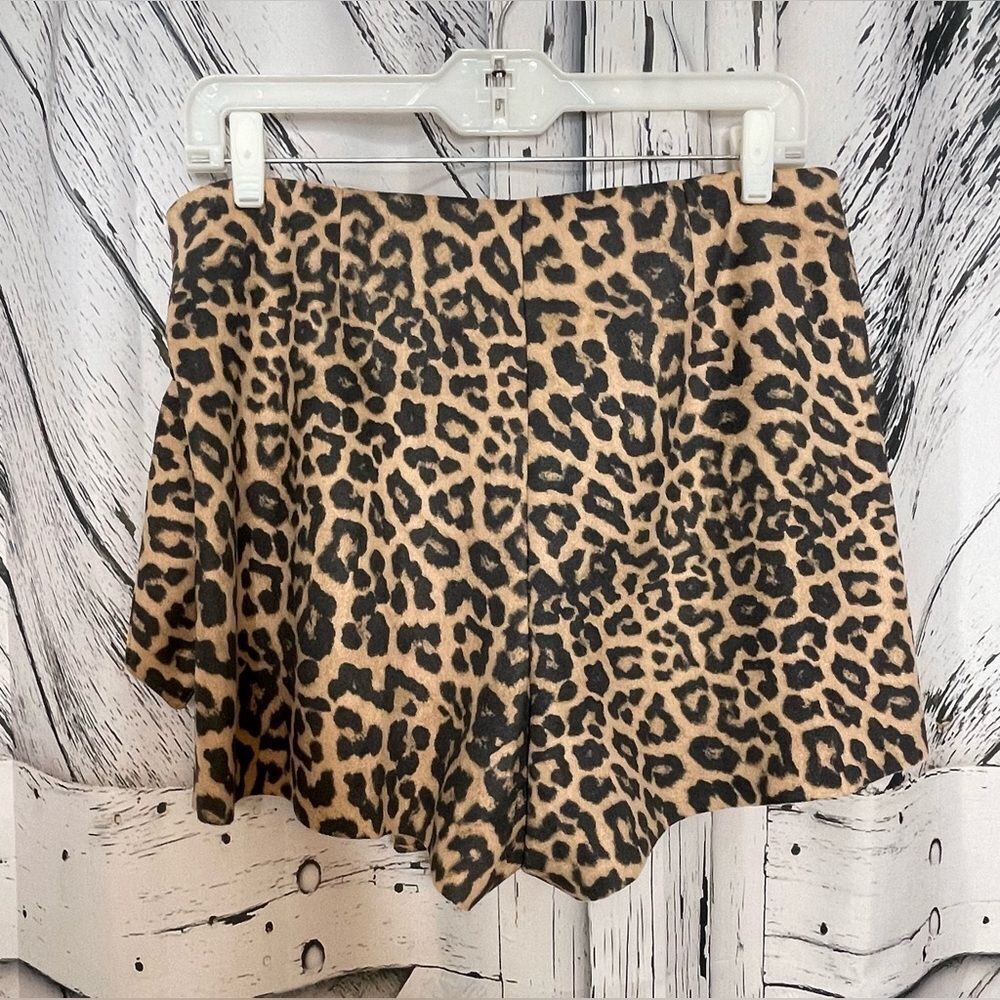 ZARA Leopard Skort Waist Tie Animal Print Shorts M - Picture 3 of 11